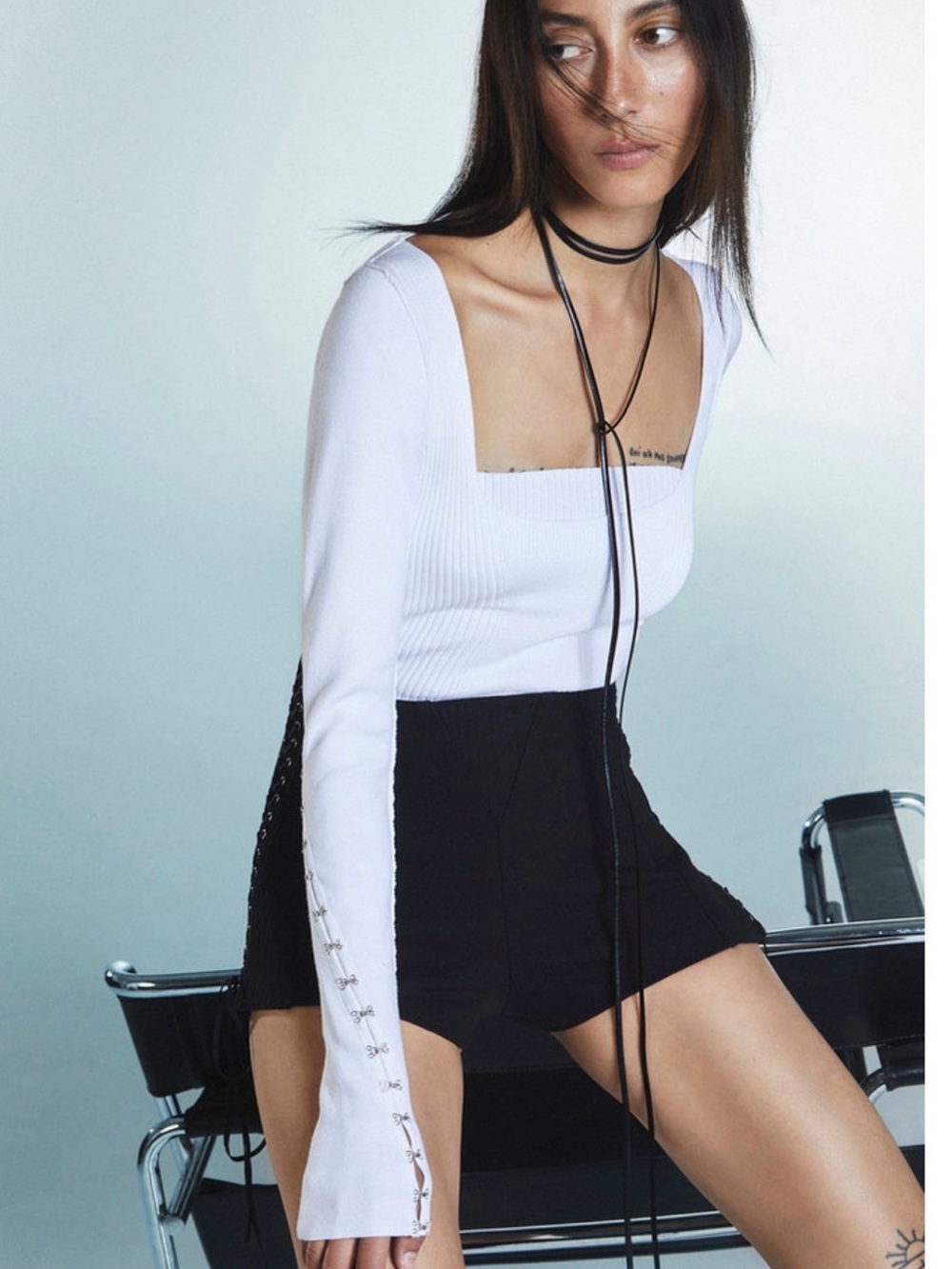 Anna October Chloe Slit Sleeve Knit Top Size XS